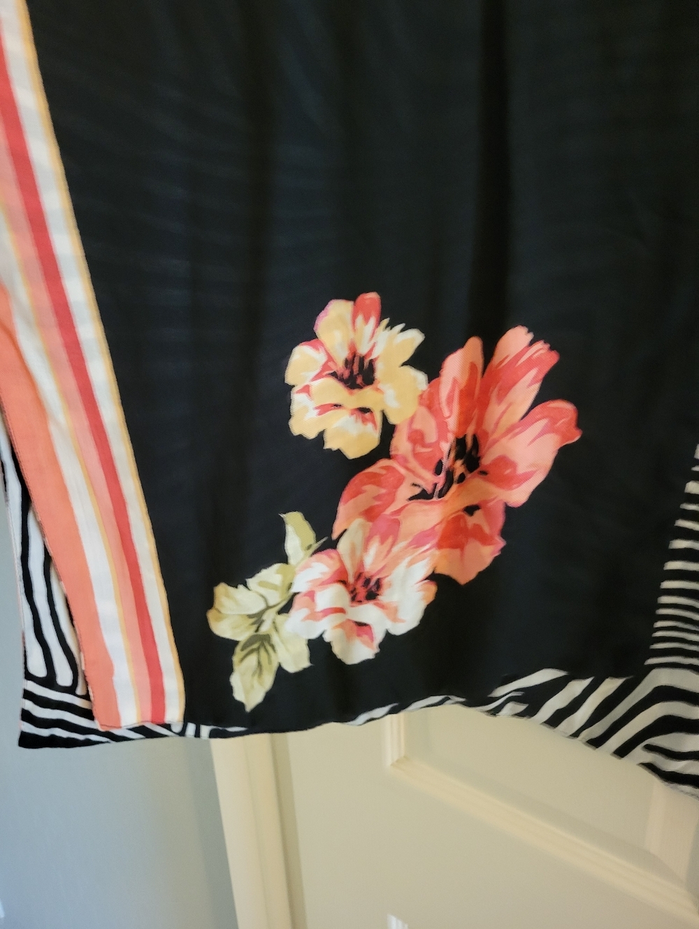 Chico's Black Zebra & Floral Swim Coverup with Coral Accents - Picture 6 of 10